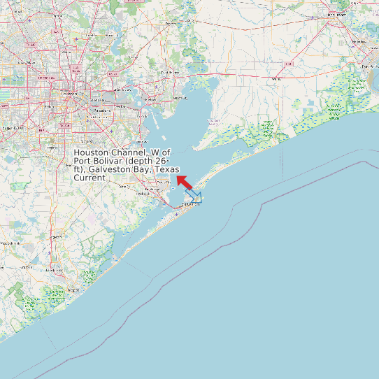 Map of Houston Channel, W of Port Bolivar (depth 26 ft), Galveston Bay, Texas Current Prediction Station