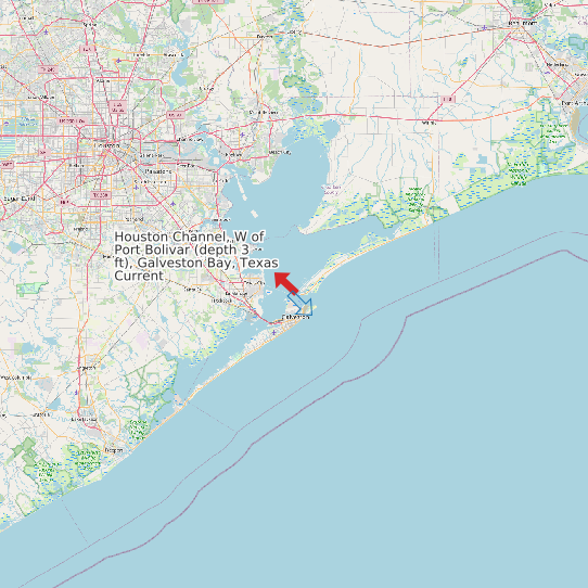 Houston Channel, W of Port Bolivar (depth 3 ft), Galveston Bay, Texas Current map