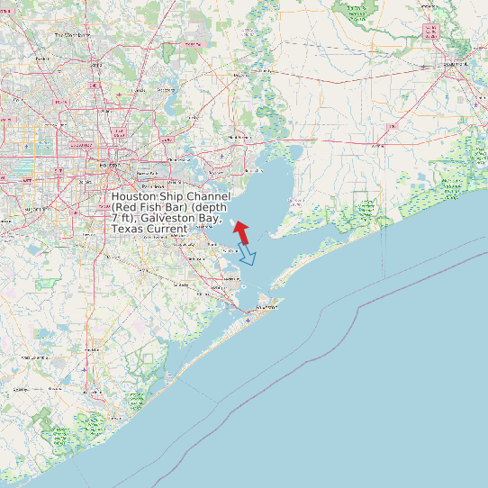 Map of Houston Ship Channel (Red Fish Bar) (depth 7 ft), Galveston Bay, Texas Current Prediction Station