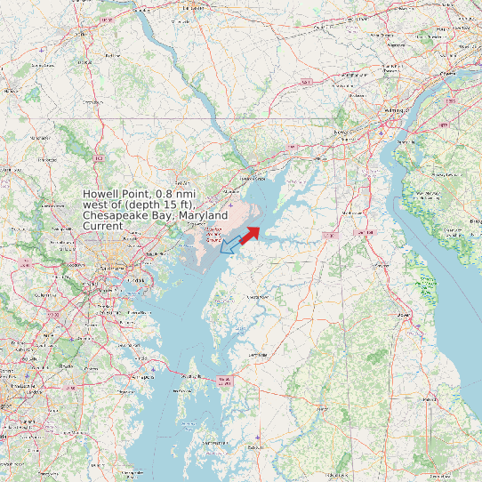 Howell Point, 0.8 nmi west of (depth 15 ft), Chesapeake Bay, Maryland Current map