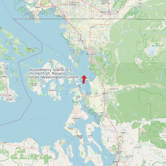 Map of Huckleberry Island, 0.5 mi north of, Rosario Strait, Washington Current Prediction Station