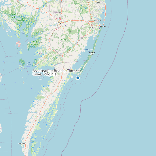 Map of Assateague Beach, Toms Cove, Virginia Tide Prediction Station