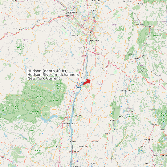 Hudson (depth 40 ft), Hudson River (midchannel), New York Current map