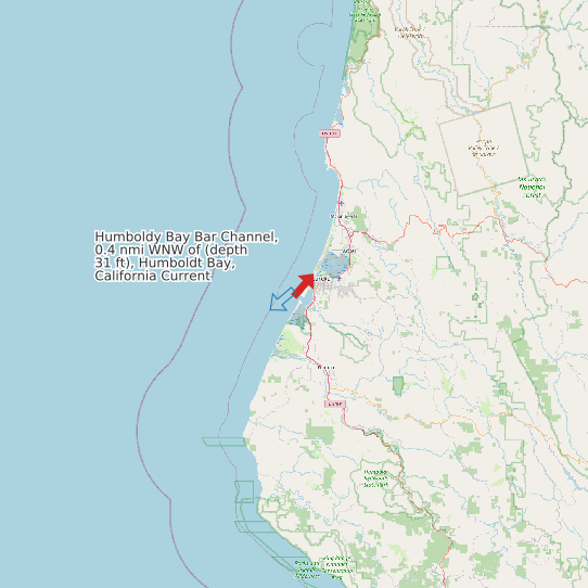 Humboldy Bay Bar Channel, 0.4 nmi WNW of (depth 31 ft), Humboldt Bay, California Current map