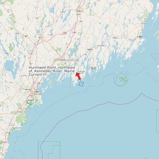 Map of Hunniwell Point, northeast of, Kennebec River, Maine Current Prediction Station