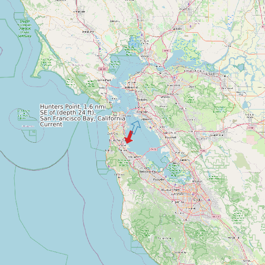 Hunters Point, 1.6 nmi SE of (depth 24 ft), San Francisco Bay, California Current map