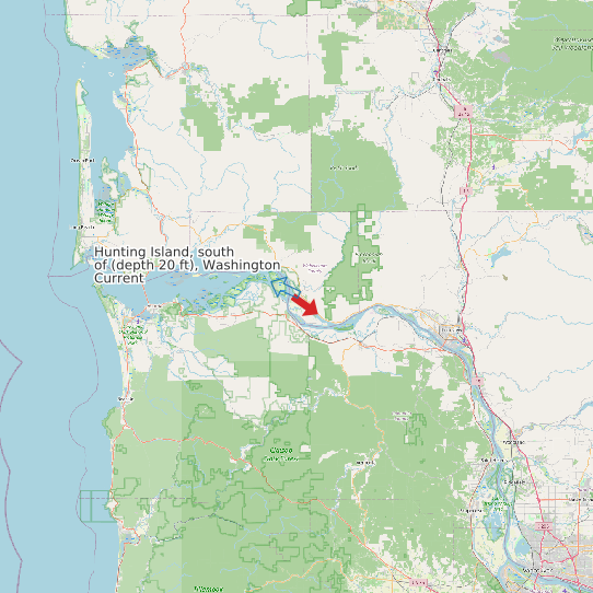 Map of Hunting Island, south of (depth 20 ft), Washington Current Prediction Station