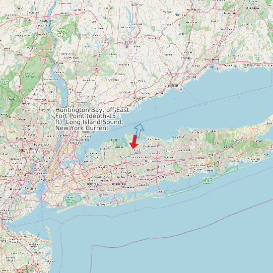 Map of Huntington Bay, off East Fort Point (depth 15 ft), Long Island Sound, New York Current Prediction Station