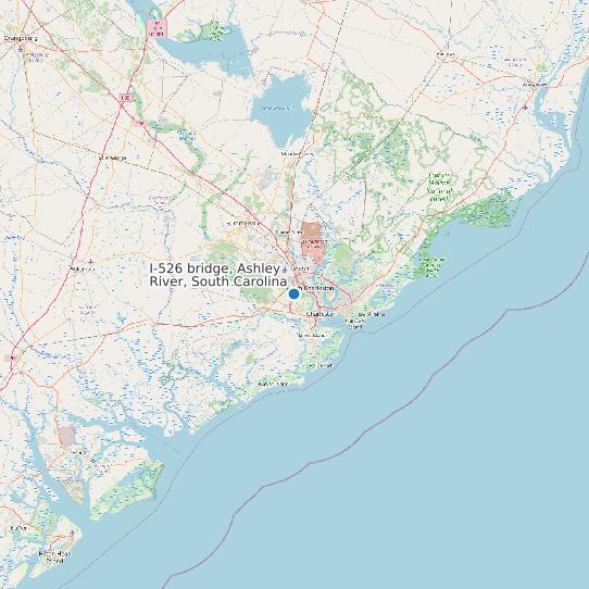 Map of I-526 bridge, Ashley River, South Carolina Tide Prediction Station