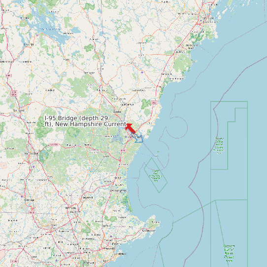 Map of I-95 Bridge (depth 29 ft), New Hampshire Current Prediction Station