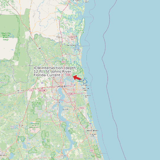 ICW Intersection (depth 12 ft), St. Johns River, Florida Current map