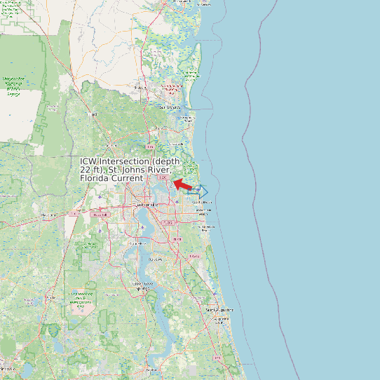 Map of ICW Intersection (depth 22 ft), St. Johns River, Florida Current Prediction Station