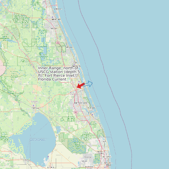 Inner Range, north of USCG station (depth 5 ft), Fort Pierce Inlet, Florida Current map