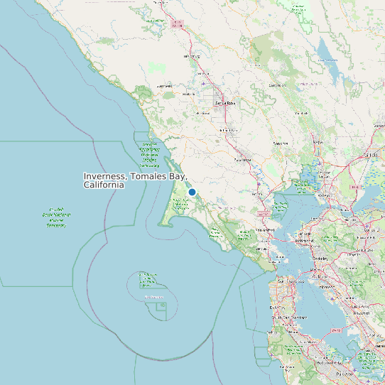 Map of Inverness, Tomales Bay, California Tide Prediction Station