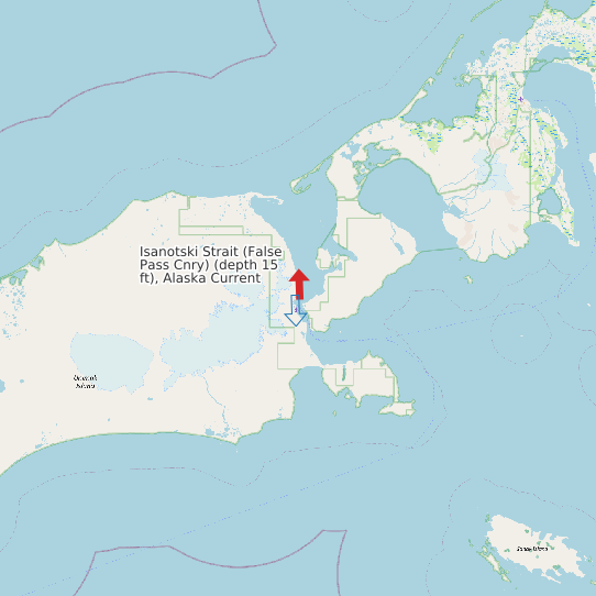 Map of Isanotski Strait (False Pass Cnry) (depth 15 ft), Alaska Current Prediction Station
