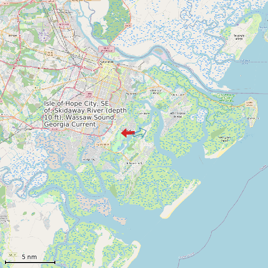 Map of Isle of Hope City, SE of, Skidaway River (depth 10 ft), Wassaw Sound, Georgia Current Prediction Station