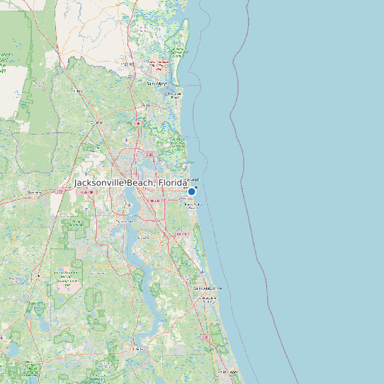 Map of Jacksonville Beach, Florida Tide Prediction Station