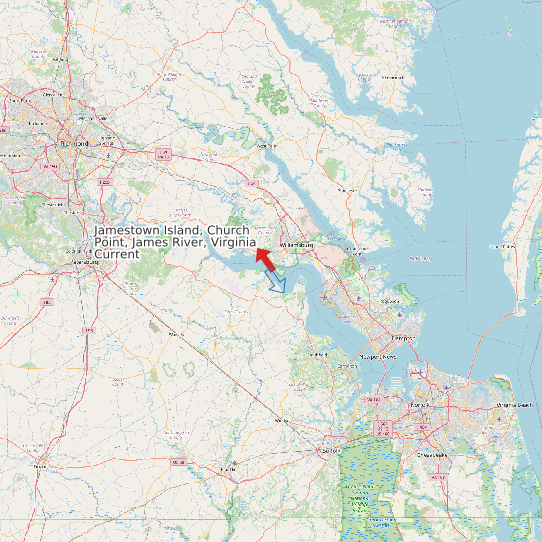 Map of Jamestown Island, Church Point, James River, Virginia Current Prediction Station