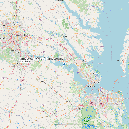 Map of Jamestown Wharf, Jamestown, Virginia Tide Prediction Station