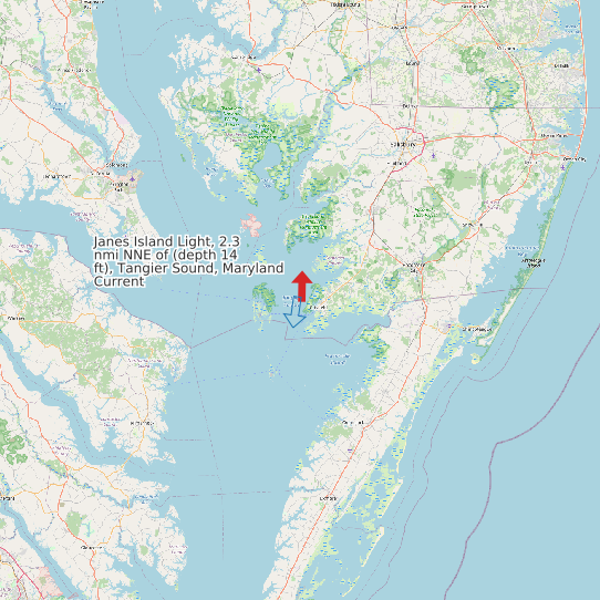 Map of Janes Island Light, 2.3 nmi NNE of (depth 14 ft), Tangier Sound, Maryland Current Prediction Station