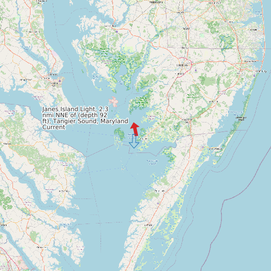 Janes Island Light, 2.3 nmi NNE of (depth 92 ft), Tangier Sound, Maryland Current map
