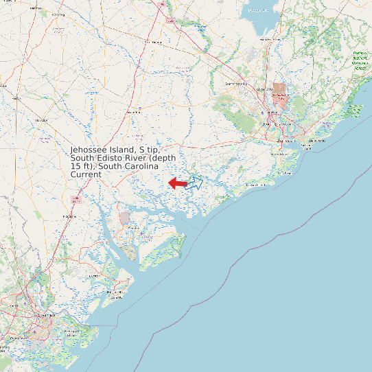 Map of Jehossee Island, S tip, South Edisto River (depth 15 ft), South Carolina Current Prediction Station