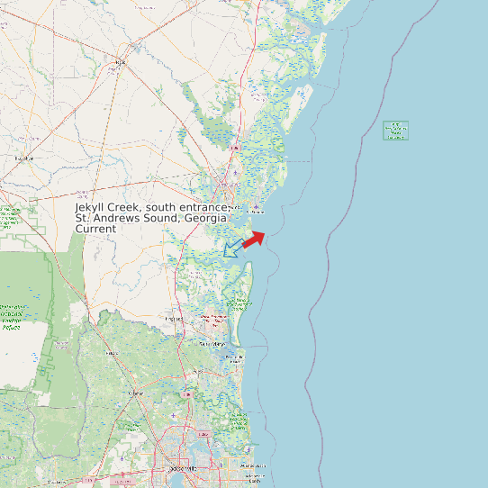 Map of Jekyll Creek, south entrance, St. Andrews Sound, Georgia Current Prediction Station