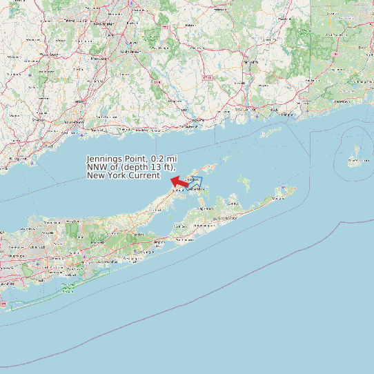 Map of Jennings Point, 0.2 mi NNW of (depth 13 ft), New York Current Prediction Station