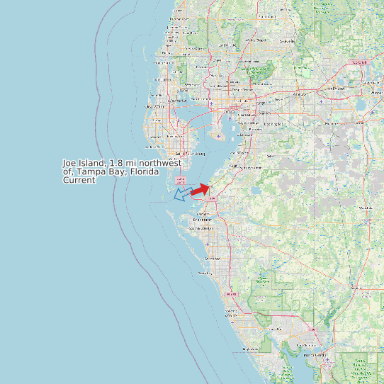 Map of Joe Island, 1.8 mi northwest of, Tampa Bay, Florida Current Prediction Station