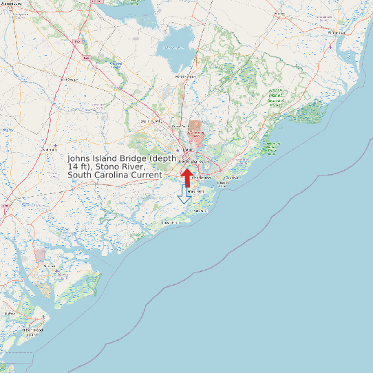Johns Island Bridge (depth 14 ft), Stono River, South Carolina Current map