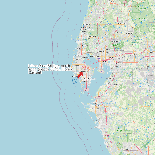 Johns Pass Bridge, north span (depth 16 ft), Florida Current map