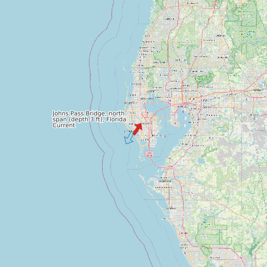 Johns Pass Bridge, north span (depth 3 ft), Florida Current map