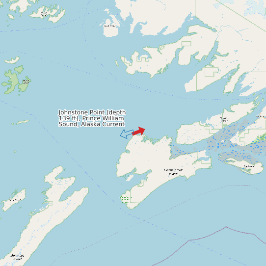 Map of Johnstone Point (depth 139 ft), Prince William Sound, Alaska Current Prediction Station