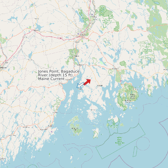 Map of Jones Point, Bagaduce River (depth 15 ft), Maine Current Prediction Station