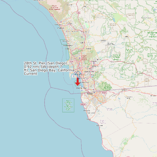 28th St. Pier (San Diego), 0.92 nmi SW (depth 7 ft), San Diego Bay, California Current map