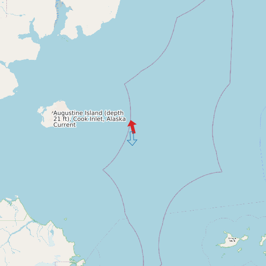 Map of Augustine Island (depth 21 ft), Cook Inlet, Alaska Current Prediction Station