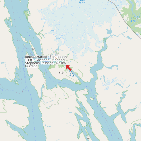 Map of Juneau Harbor, S of (depth 13 ft), Gastineau Channel, Stephens Passage, Alaska Current Prediction Station