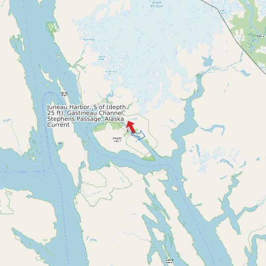 Map of Juneau Harbor, S of (depth 25 ft), Gastineau Channel, Stephens Passage, Alaska Current Prediction Station