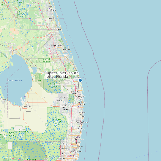 Map of Jupiter Inlet, south jetty, Florida Tide Prediction Station