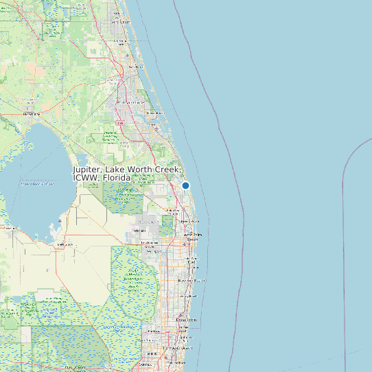 Map of Jupiter, Lake Worth Creek, ICWW, Florida Tide Prediction Station