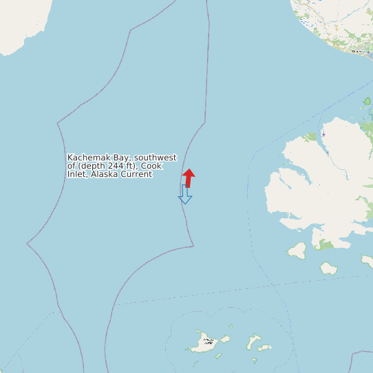 Map of Kachemak Bay, southwest of (depth 244 ft), Cook Inlet, Alaska Current Prediction Station