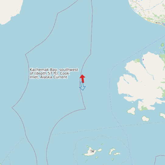 Kachemak Bay, southwest of (depth 57 ft), Cook Inlet, Alaska Current map