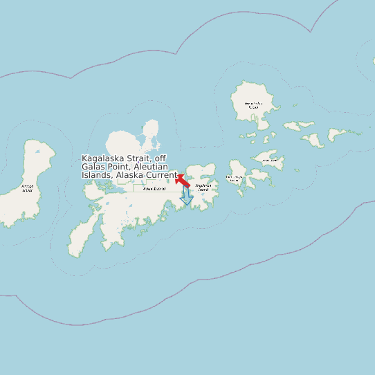 Map of Kagalaska Strait, off Galas Point, Aleutian Islands, Alaska Current Prediction Station