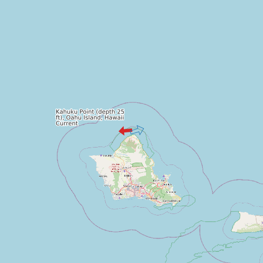 Map of Kahuku Point (depth 25 ft), Oahu Island, Hawaii Current Prediction Station