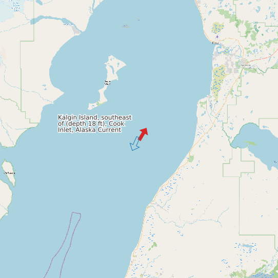 Map of Kalgin Island, southeast of (depth 18 ft), Cook Inlet, Alaska Current Prediction Station