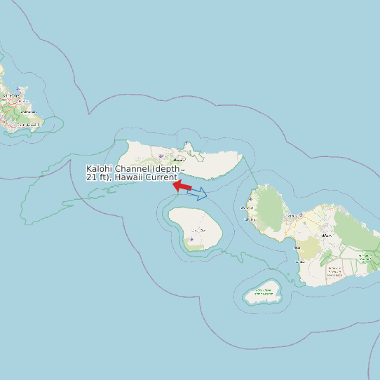 Map of Kalohi Channel (depth 21 ft), Hawaii Current Prediction Station