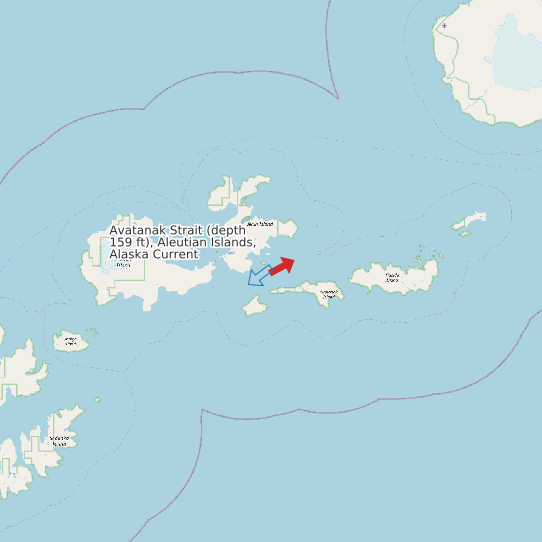 Avatanak Strait (depth 159 ft), Aleutian Islands, Alaska Current map