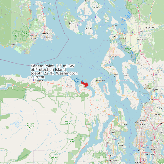Map of Kanem Point, 1.5 mi SW of Protection Island (depth 22 ft), Washington Current Prediction Station