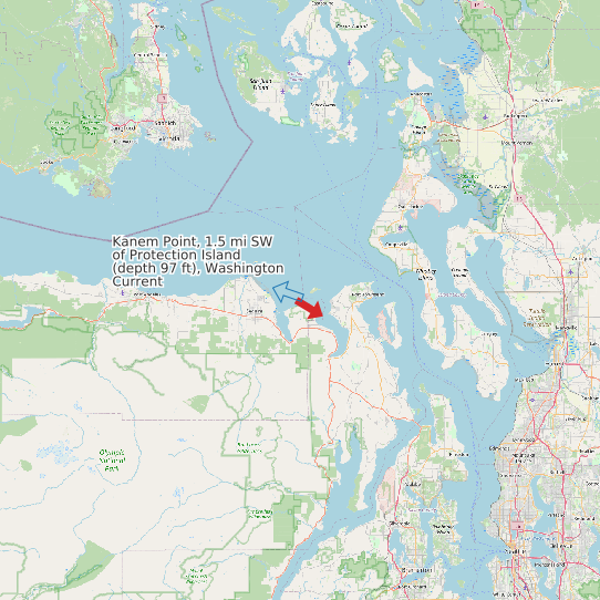 Map of Kanem Point, 1.5 mi SW of Protection Island (depth 97 ft), Washington Current Prediction Station