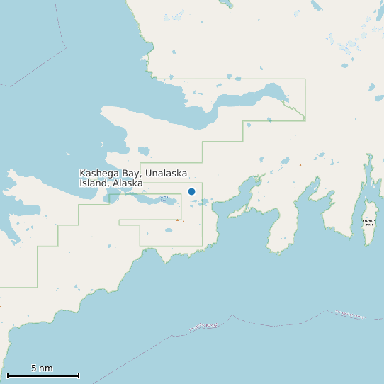 Map of Kashega Bay, Unalaska Island, Alaska Tide Prediction Station